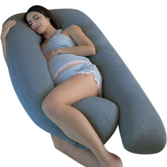 Pharmedoc Pregnancy Pillows, U-Shape Full Body Pillow – Cooling Cover Dark Grey – Pregnancy Pillows for Sleeping – Body Pillows for Adults, Maternity Pillow and Pregnancy Must Haves