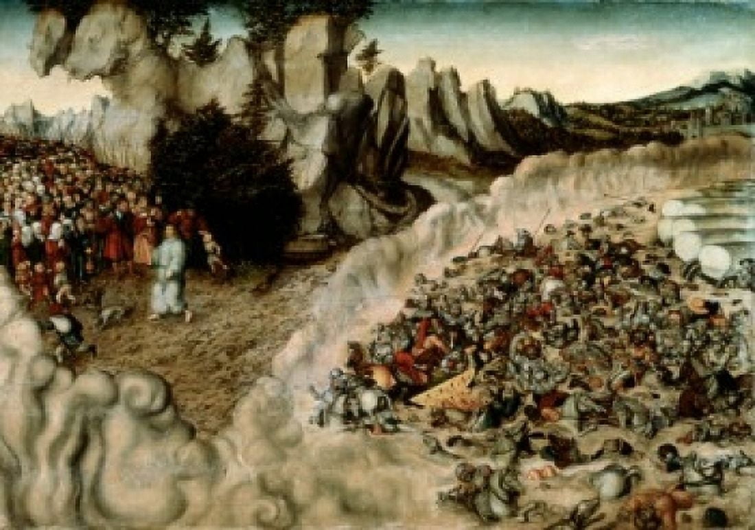 Pharohs Hosts Engulfed in the Red Sea Lucas Cranach the elder (1472-1553German) Oil on wood panel Alte Pinakothek Munich Canvas Art - Lucas Cranach (24 x 36)