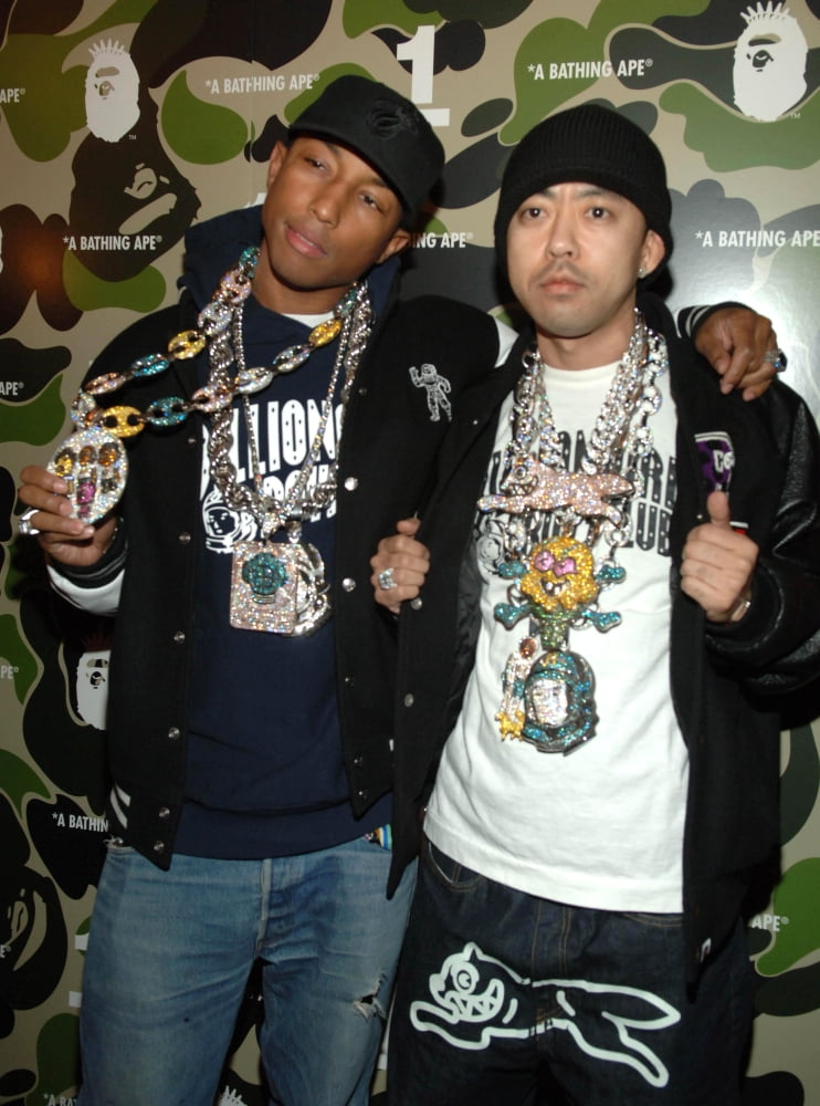 Pharrell Williams Nigo At Arrivals For A Bathing Ape One Year