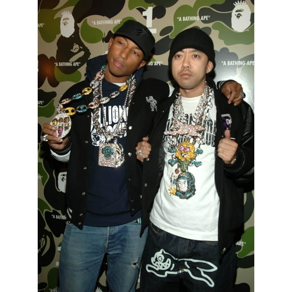 Pharrell Williams , Nigo At Arrivals For A Bathing Ape One Year Anniversary Party, Marquee Nightclub, New York, Ny,