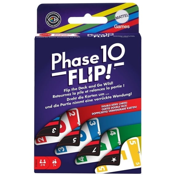 Phase 10 Flip Card Game, Classic Family Card Game with Double-Sided Cards for 2-6 Players (Pack of 2)