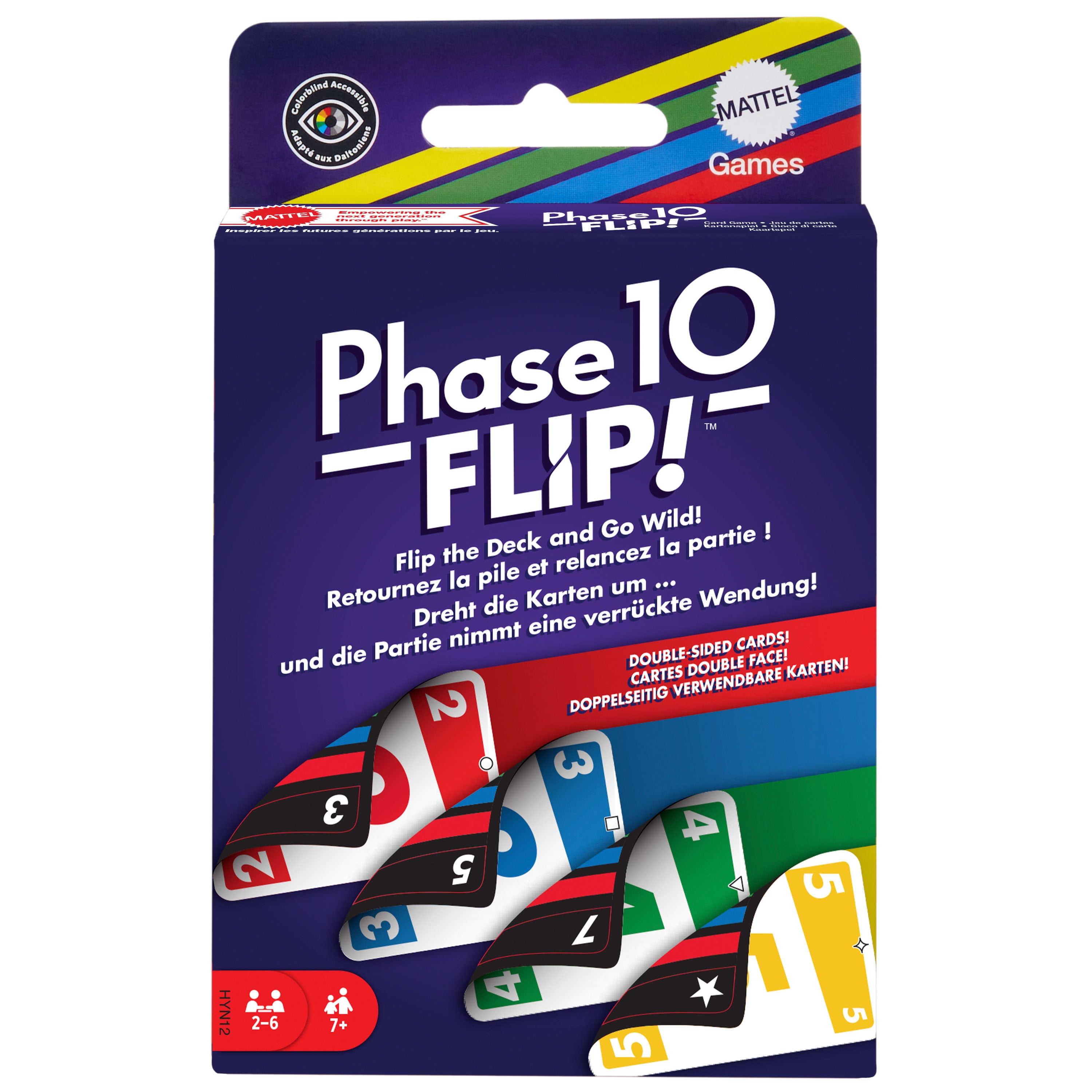 Phase 10 Flip Card Game, Classic Family Card Game with Double-Sided Cards for 2-6 Players