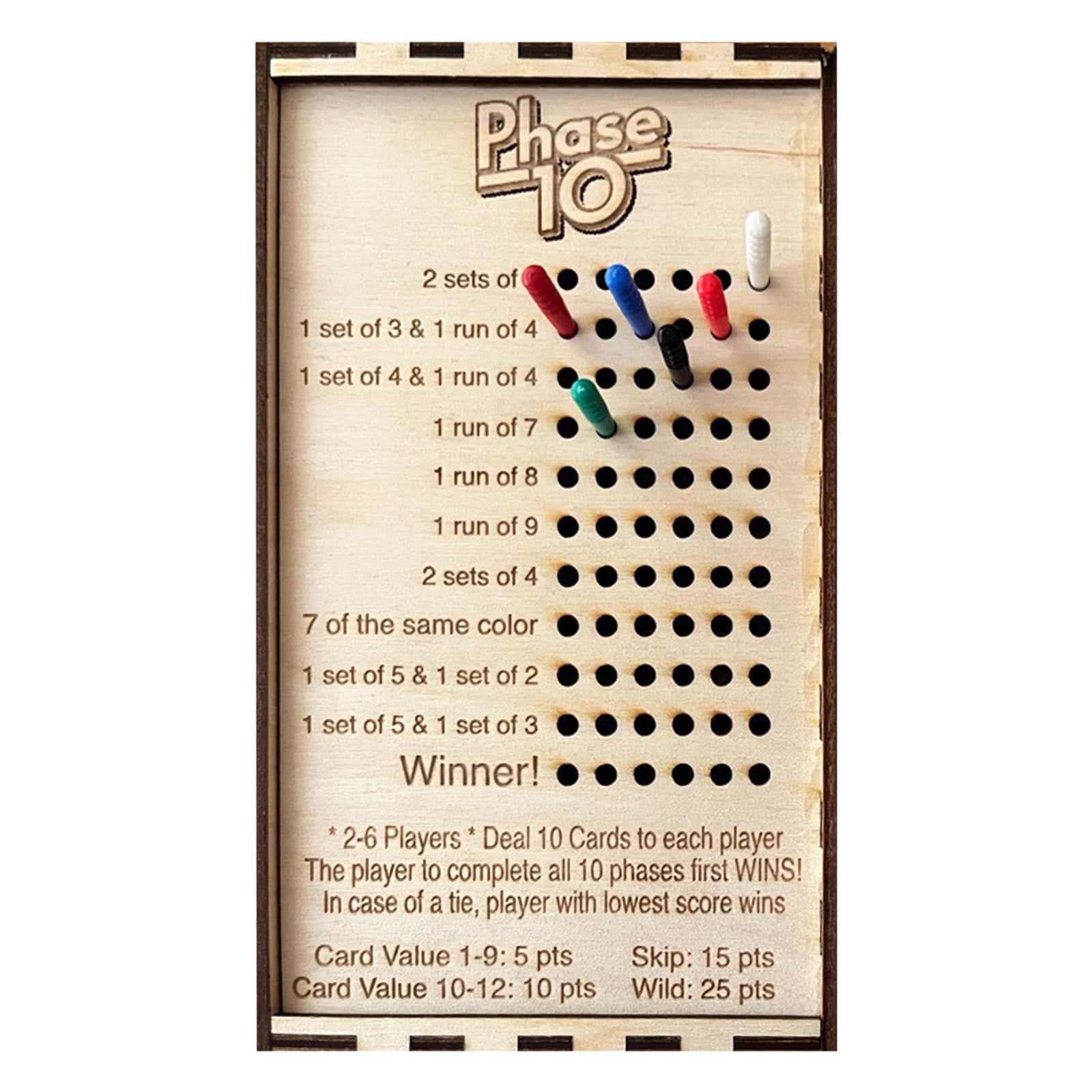 Phase 10 Score Board 2025 New Wooden Phase 10 Scoreboard and Round Phase 10 Score Board 2025 New Wooden Phase 10 Scoreboard and Round