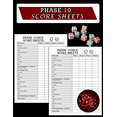Phase 10 Score Sheets Phase Ten Dice Game Record Keeper Book