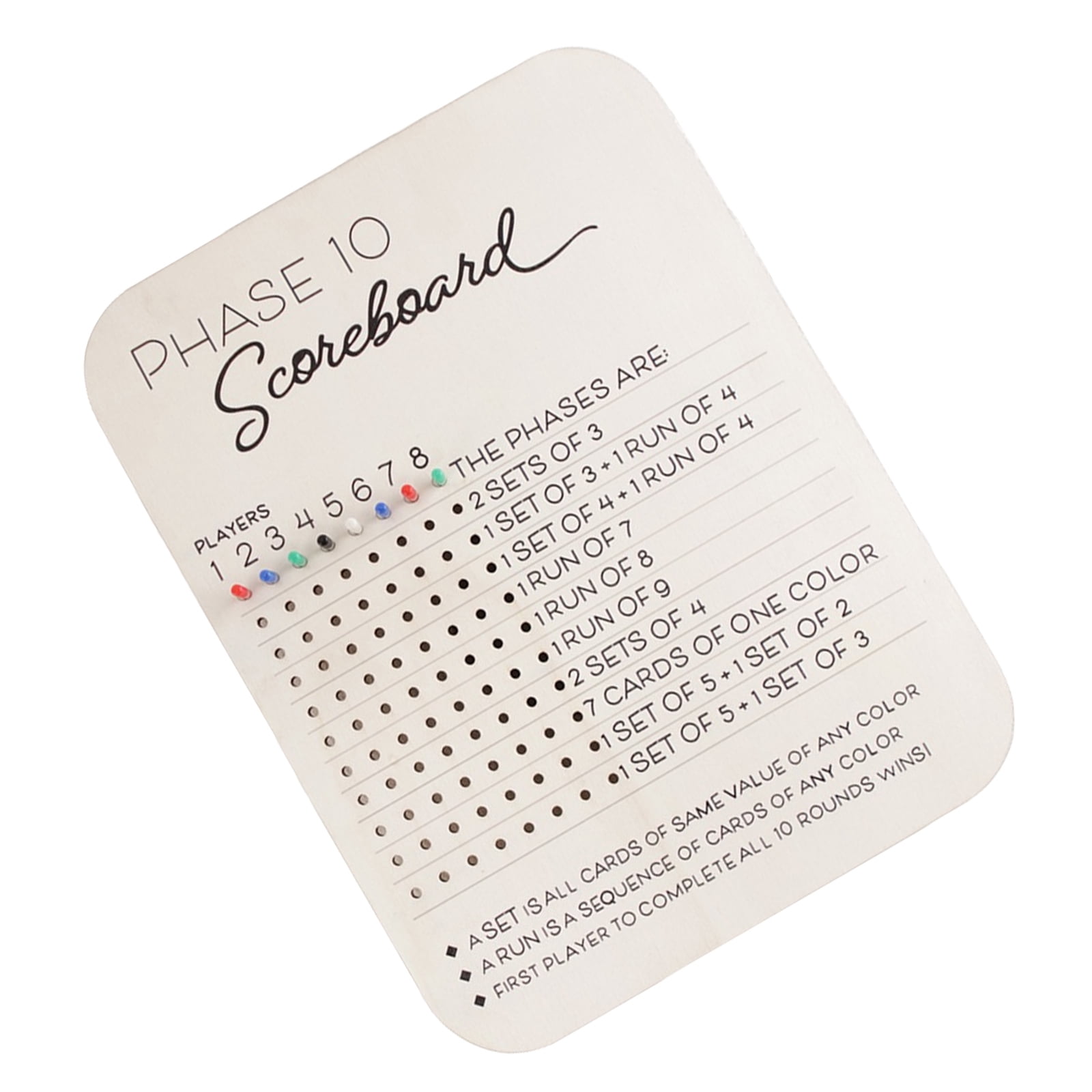 Phase 10 Scoreboard Round Trackers Board with Colored Pegs Card Game ...