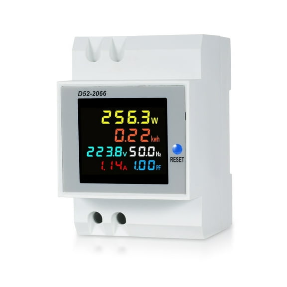Phase 6 In 1 Digital Single Phase Energy Meter Tester Din Rail AC Monitor Voltage Current Power Factor Active KWH 100A Electricity Usage Monitor