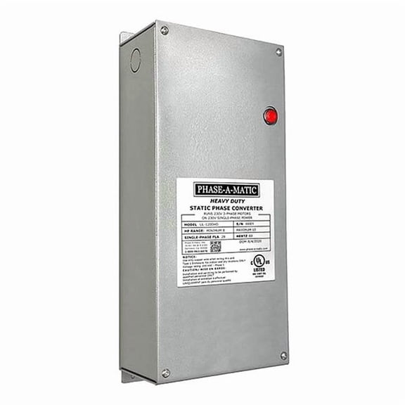 Phase Converter, Static, 208/230V AC, 208/230V AC, 60A, 28A UL-1200HD