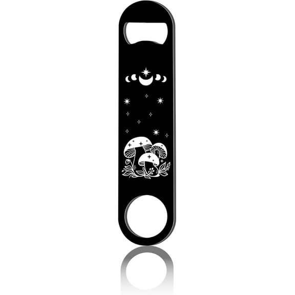 Phase Moon Flat Bottle Opener Speed Metal Opener Heavy Duty Bottle Opener Stainless Steel Bar Key for DIY Bartender Home Kitchen Bar Restaurant Valentine Gifts Black 1.6 X 7Inch