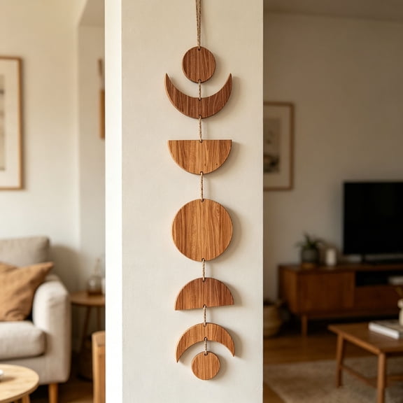 Phase Wall Decor, Wooden Hanging Ornament for Bedroom Living Room, Apartment Office Wall Art, Mid-Century Modern Geometric Sculpture, 3D Art Piece​, B