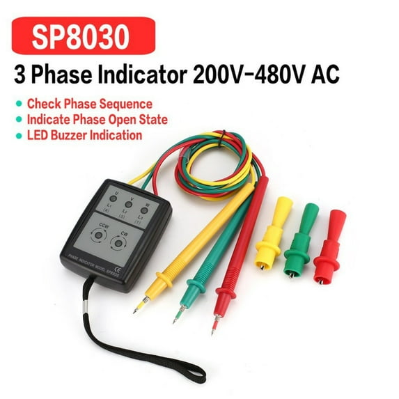Phase testing instrument,Tester Indicator Sequence Indicator Buzzer Tester With Portable Tester Indicator Led Meter Portable Tester Leeofty Rotation Tester Meter With L-ed Indicator