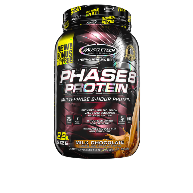 Phase8 Whey Protein Powder, Sustained Release 8-Hour Protein Shake, Milk Chocolate, 22 Servings (2.0lbs)
