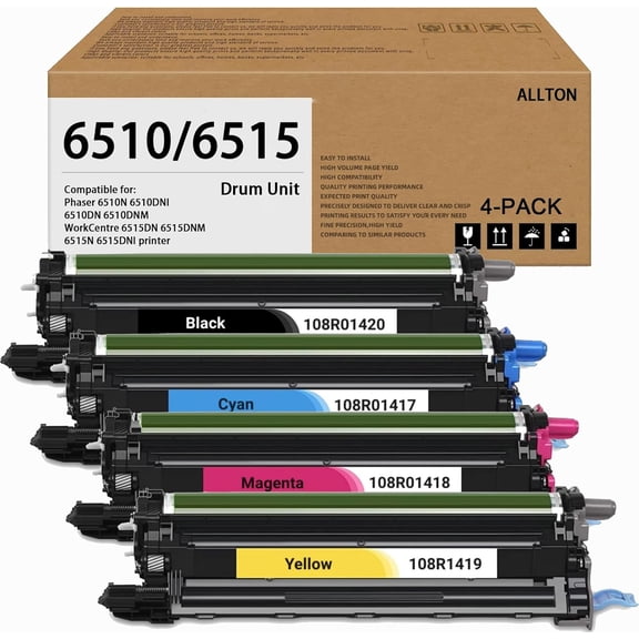Phaser 6510 WorkCentre 6515 Drum Unit 108R01417 108R01418 108R01419 108R01420 Replacement for Xerox WorkCentre 6515 Phaser 6510 Printer(4-Pack,black cyan magenta yellow)