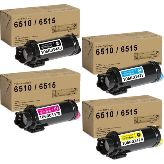 Phaser 6510/ Workcentre 6515 Extra High Capacity Toner Cartridge (BK/C/M/Y,4-Pack) 106R03480 106R03477 106R03478 106R03479 Toner VASRINK Compatible Replacement for Xerox 6510, WorkCentre 6515 Printer