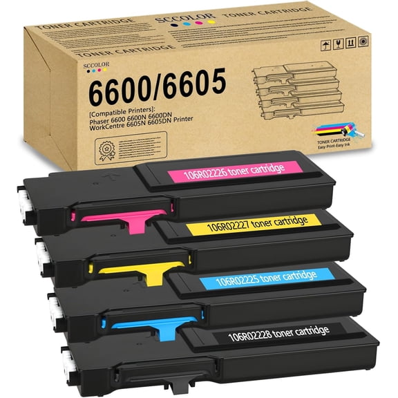 Phaser 6600 WorkCentre 6605 Toner Cartridge High Capacity Compatible for Xerox 106R02228 106R02227 106R02226 106R02225 Replacement for Xerox Phaser 6600 6600N 6600DN WorkCentre 6605N 6605DN Printer