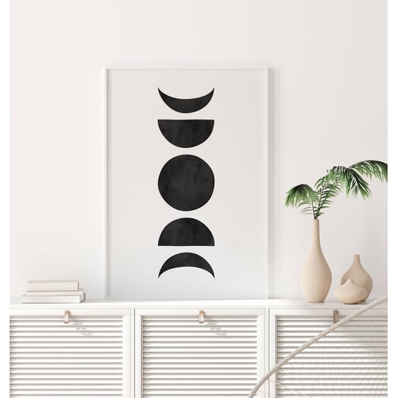 Phases of Moon Black and White Moon Art Moon Wall Art Moon Phases Poster Minimalist Art Bohemian Decor Affiche Scandinave, Unframed Paper Poster 8x10in