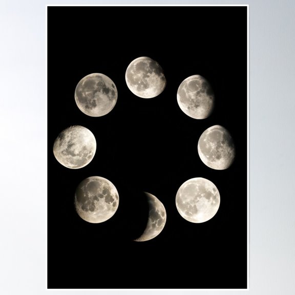Phases Of The Moon | Celestial Moon Cycle Design Poster Wall Art, Modern Wall Decor, 16x24 UNFRAMED