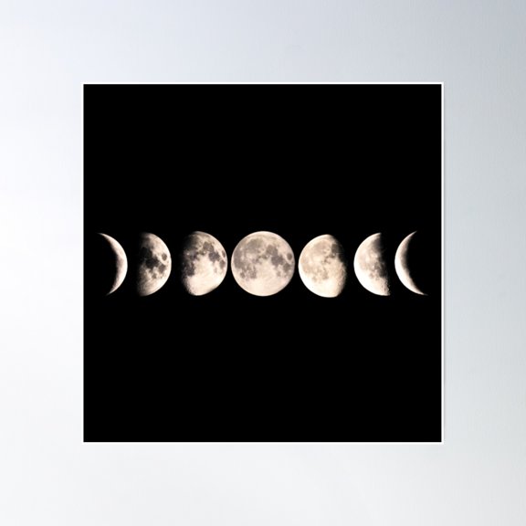 Phases Of The Moon Poster Wall Art, Modern Wall Decor, 16x16 UNFRAMED