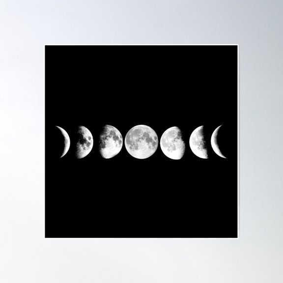 Phases Of The Moon Poster Wall Art, Modern Wall Decor, 24x24 UNFRAMED