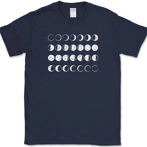 Phases Of The Moon T-Shirt Astrological Lunar Effect Trendy Eclipse Tee - Navy, XL
