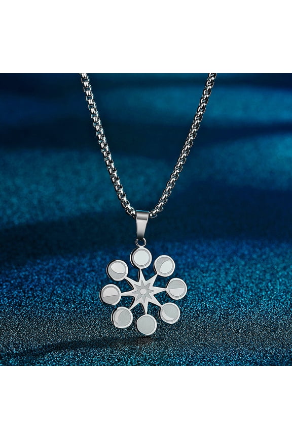 Phases Pendant in Sun Necklace Moon Phases in Sun Charm Stainless Steel