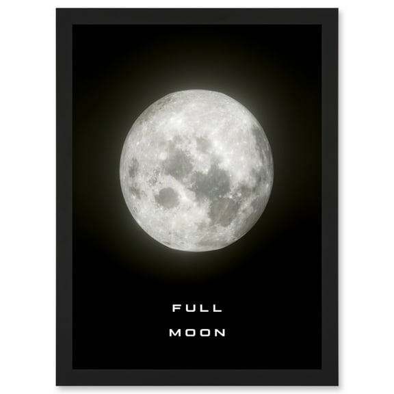 Phases of the Moon Astronomy Full Moon Lunar Space Poster Artwork Framed Wall Art Print A4