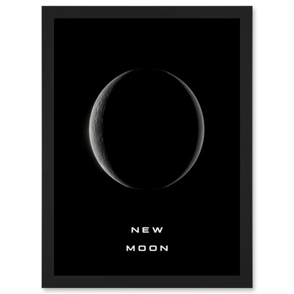 Phases of the Moon Astronomy New Moon Lunar Space Poster Artwork Framed Wall Art Print A4