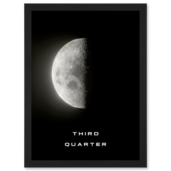 Phases of the Moon Astronomy Third Quarter Lunar Space Poster Artwork Framed Wall Art Print A4