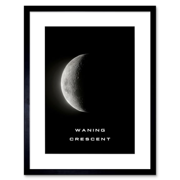 Phases of the Moon Astronomy Waning Crescent Lunar Space Poster Artwork Framed Wall Art Print 9X7 Inch
