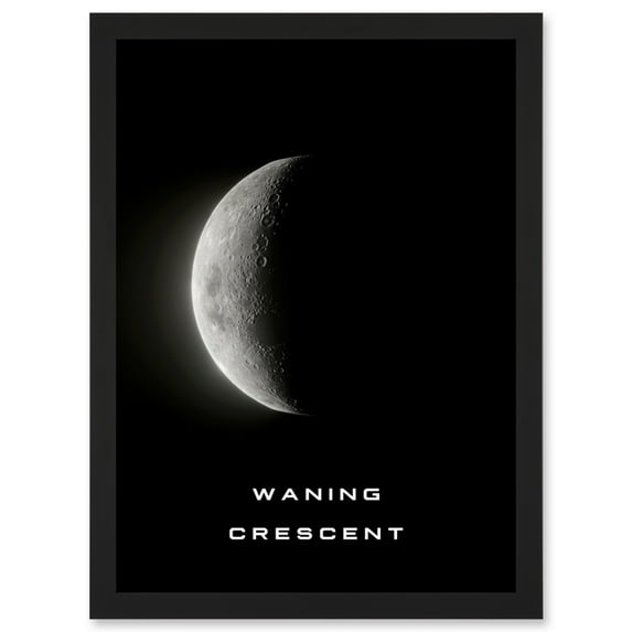 Phases of the Moon Astronomy Waning Crescent Lunar Space Poster Artwork Framed Wall Art Print A4