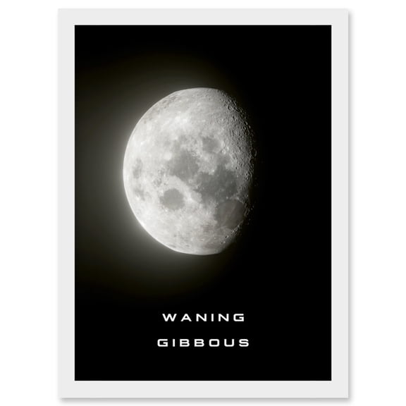 Phases of the Moon Astronomy Waning Gibbous Lunar Space Poster Artwork Framed Wall Art Print A4