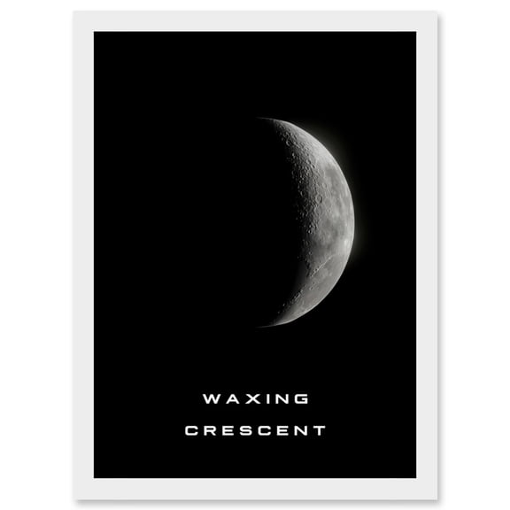 Phases of the Moon Astronomy Waxing Crescent Lunar Space Poster Artwork Framed Wall Art Print A4