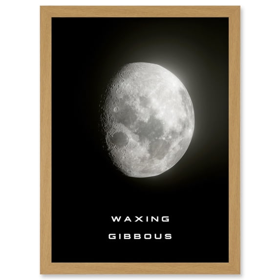 Phases of the Moon Astronomy Waxing Gibbous Lunar Space Poster Artwork Framed Wall Art Print A4