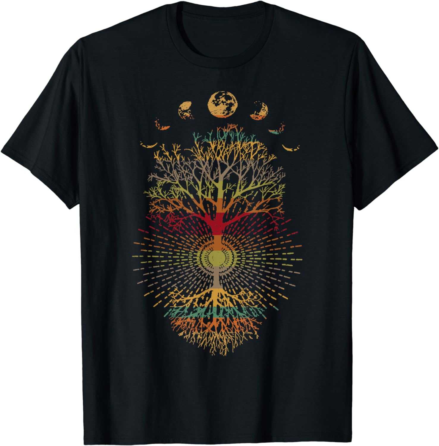 Phases of the Moon Retro 60's 70's Vibe Tree of Life T-Shirt - Walmart.com