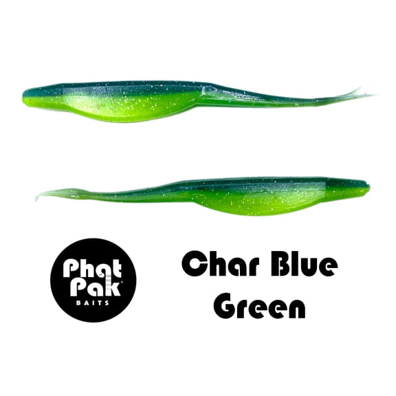 Phat Pak Baits - Drunkin Shad Zoom Super Fluke Style Soft Jerkbait 5" 20ct Soft Plastic Bass Fishing Lure - Char Blue Green