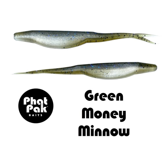 Phat Pak Baits - Drunkin Shad Zoom Super Fluke Style Soft Jerkbait 5" 20ct Soft Plastic Bass Fishing Lure - Green Money Minnow