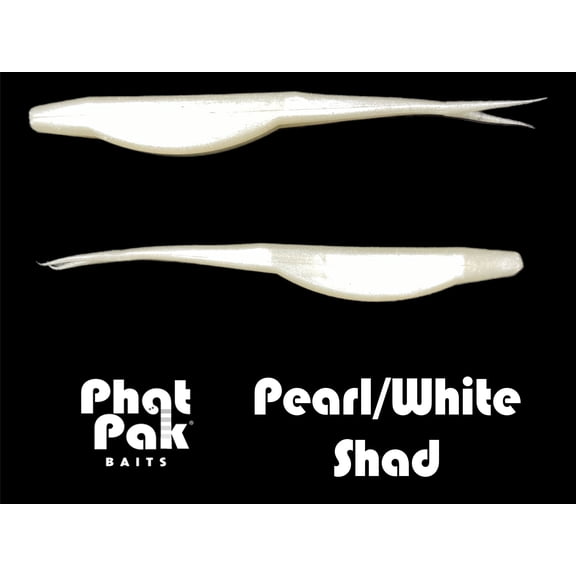 Phat Pak Baits - Drunkin Shad Zoom Super Fluke Style Soft Jerkbait 5" 20ct Soft Plastic Bass Fishing Lure - Pearl/White Shad