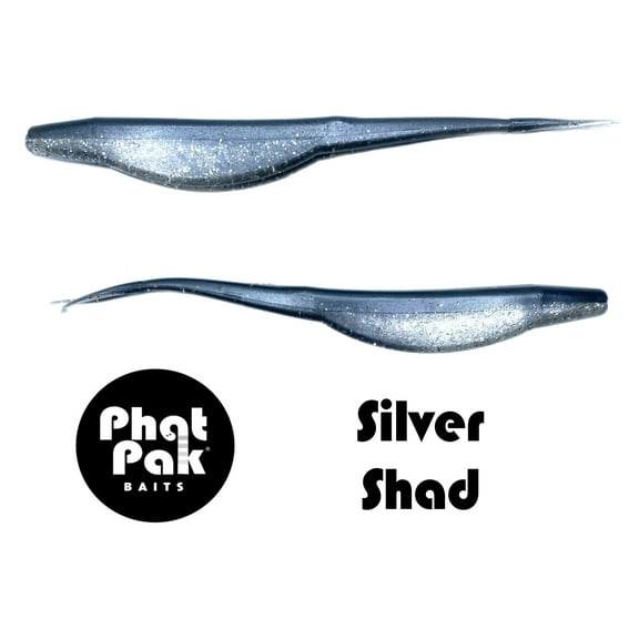 Phat Pak Baits - Drunkin Shad Zoom Super Fluke Style Soft Jerkbait 5" 20ct Soft Plastic Bass Fishing Lure - Silver Shad