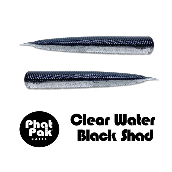 Phat Pak Baits - Lil' Bat Ned Rig TRD Z-Man Style Floating Bass Fishing Lure Soft Plastic 30ct 2.8 - Clear Water Black Shad