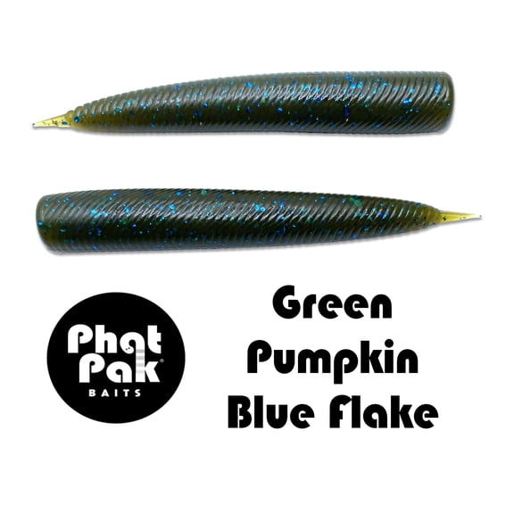 Phat Pak Baits - Lil' Bat Ned Rig TRD Z-Man Style Floating Bass Fishing Lure Soft Plastic 30ct 2.8 - Green Pumpkin Blue Flake