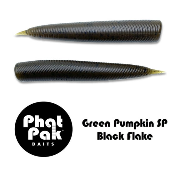 Phat Pak Baits - Lil' Bat Ned Rig TRD Z-Man Style Floating Bass Fishing Lure Soft Plastic 30ct 2.8 - Green Pumpkin SP Black Flake