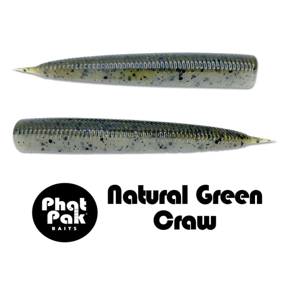Phat Pak Baits - Lil' Bat Ned Rig TRD Z-Man Style Floating Bass Fishing Lure Soft Plastic 30ct 2.8 - Natural Green Craw