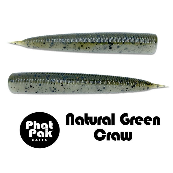 Phat Pak Baits - Lil' Bat Ned Rig TRD Z-Man Style Floating Bass Fishing Lure Soft Plastic 30ct 2.8 - Natural Green Craw