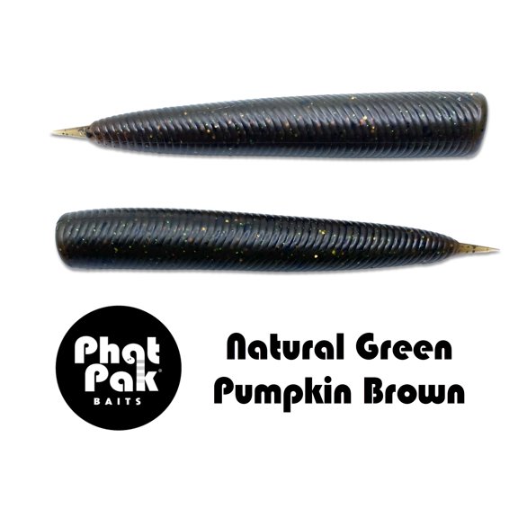 Phat Pak Baits - Lil' Bat Ned Rig TRD Z-Man Style Floating Bass Fishing Lure Soft Plastic 30ct 2.8 - Natural Green Pumpkin Brown