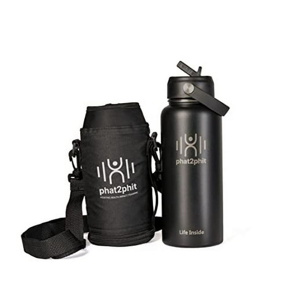 Phat2Phit 40 oz Double Insulated Stainless Steel Sports Water Bottle with Insulation Jacket