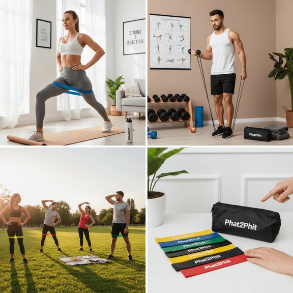 Phat2Phit Mini Loop Resistance Exercise Bands with Varying Intensity Levels, Exercise Resitance Band Sets, Set of 5