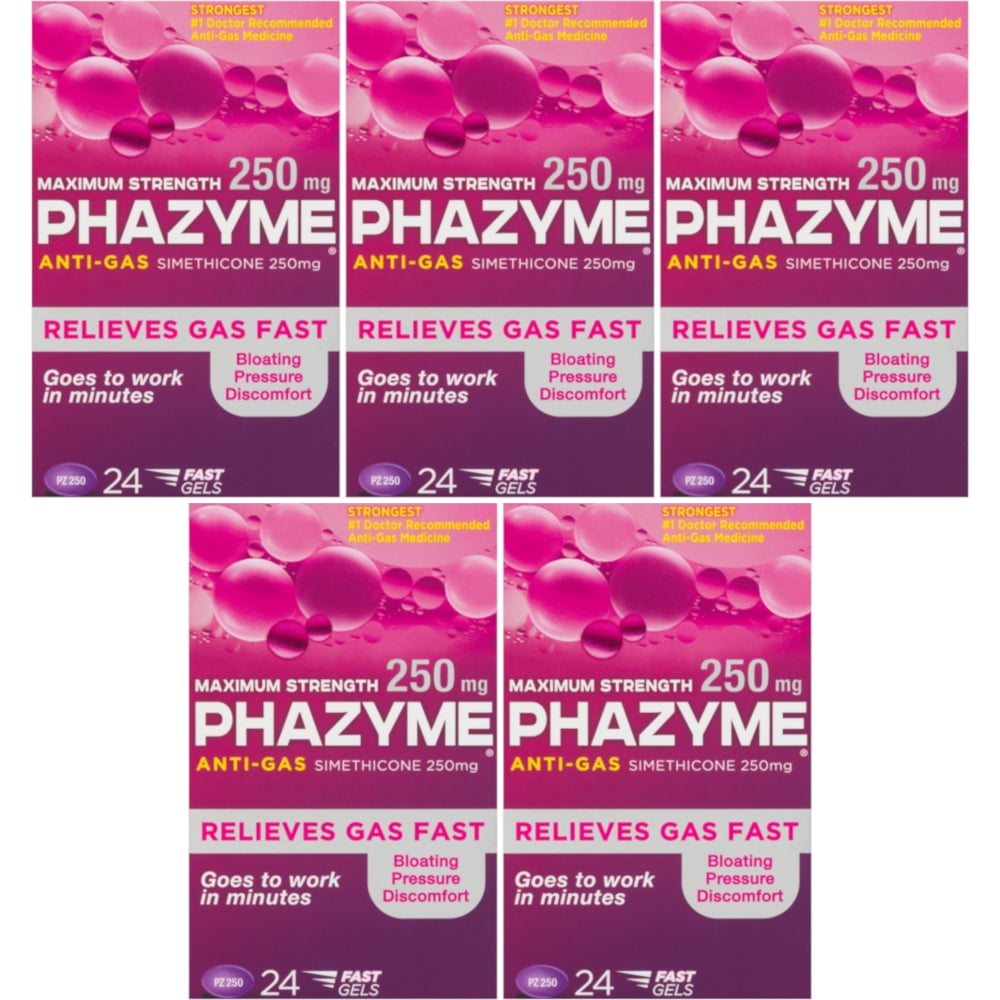 Phazyme AntiGas Simethicone Maximum Strength Fast Relief, 24ct, 5Pack