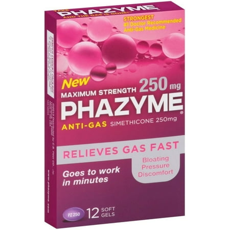 Phazyme Maximum Strength 250 mg Softgels, 12 ea (Pack of 2)