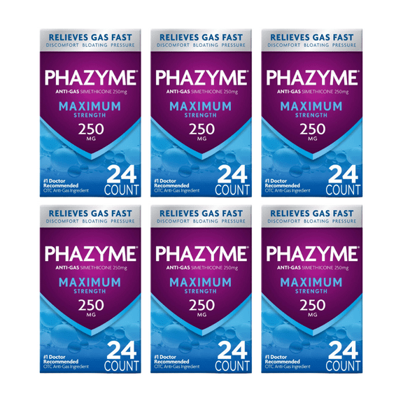 Phazyme Maximum Strength 250 mg Softgels, 24 CT (Pack - 6)