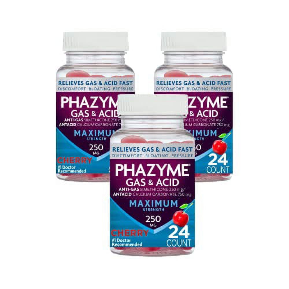 Phazyme Maximum Strength Gas & Acid Relief, Works Fast, Cherry Flavor