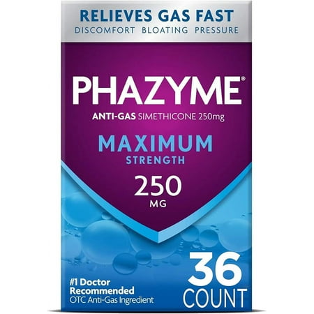 Phazyme Maximum Strength Gas and Bloating Relief, 250 mg Simethicone, 36 Fast Gels